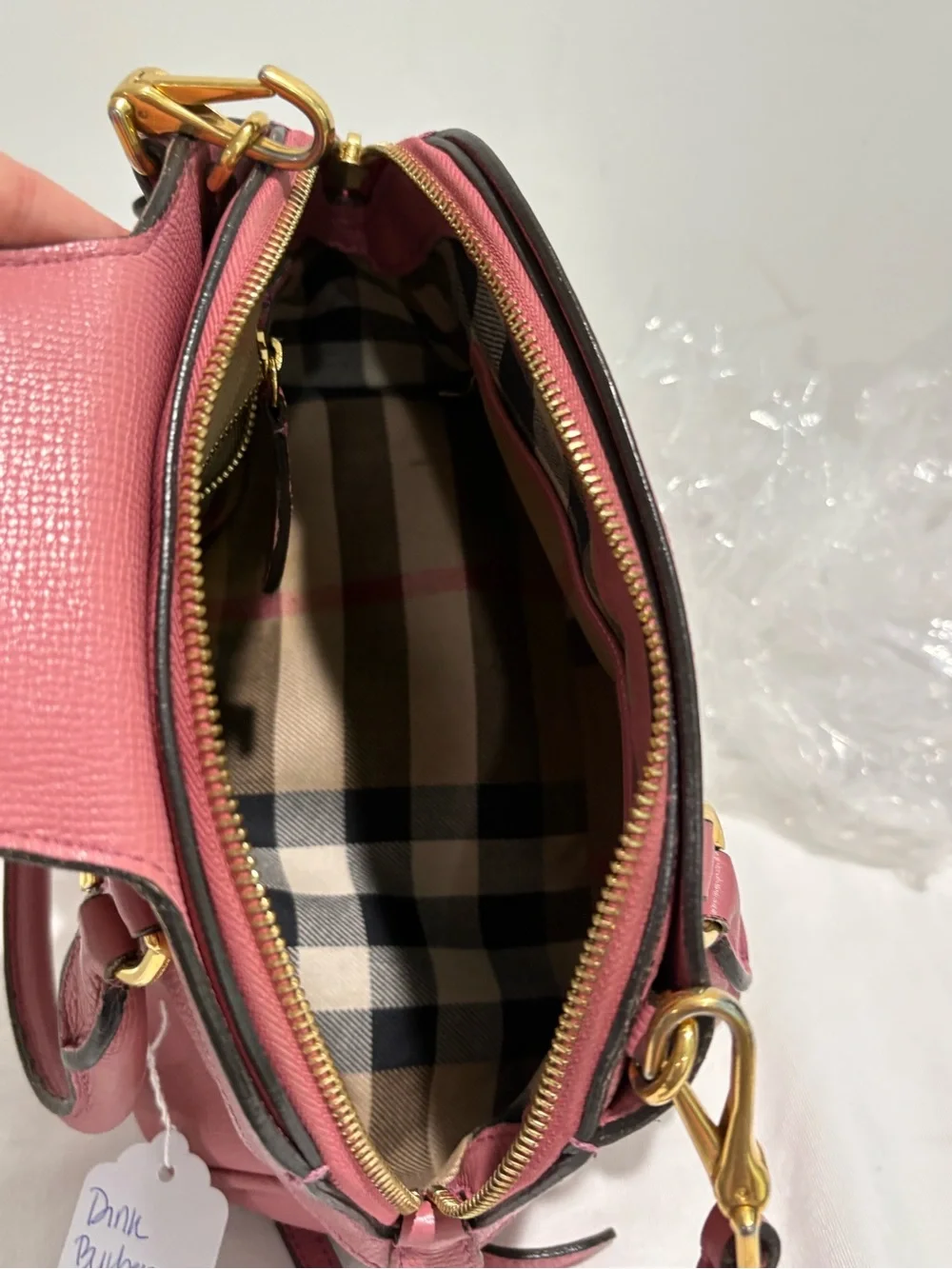 Authentic Burberry Banner Small Pink Leather Satchel Crossbody w/ certificate - Picture 11 of 15